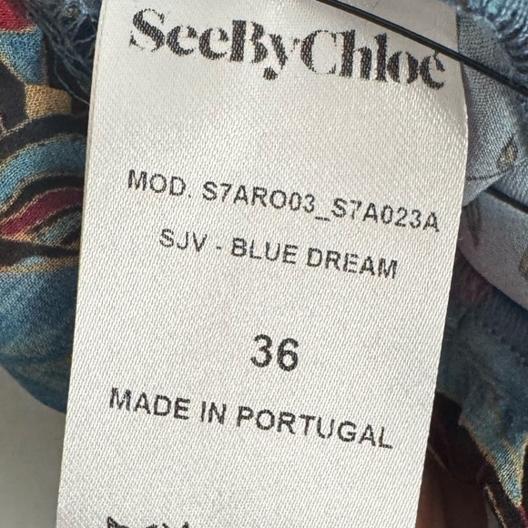 SEE BY CHLOE SILK RUFFLE FLORAL GEORGIA’S GARDEN PRINT DRESS SZ 36 / S / 4 - Picture 6 of 6